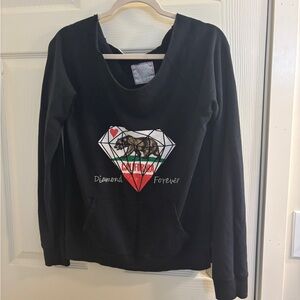 California Bear Diamond Graphic Black Women's Top